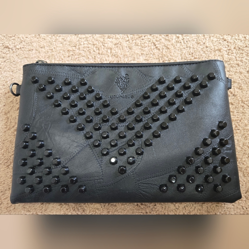 Younique Black Studded Leather Purse